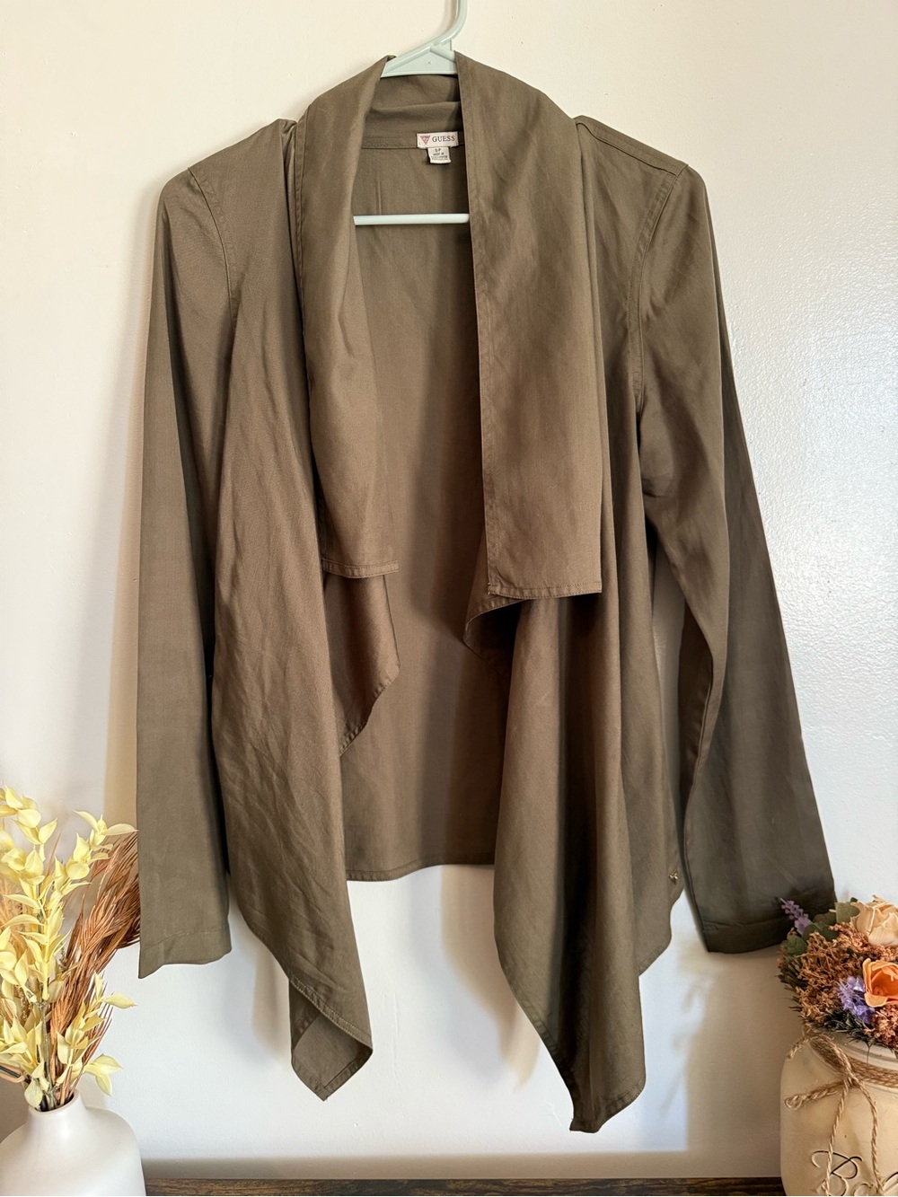 Guess Olive Green Draped Cardigan